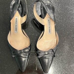 Manolo Blahnik black sling backs size 38